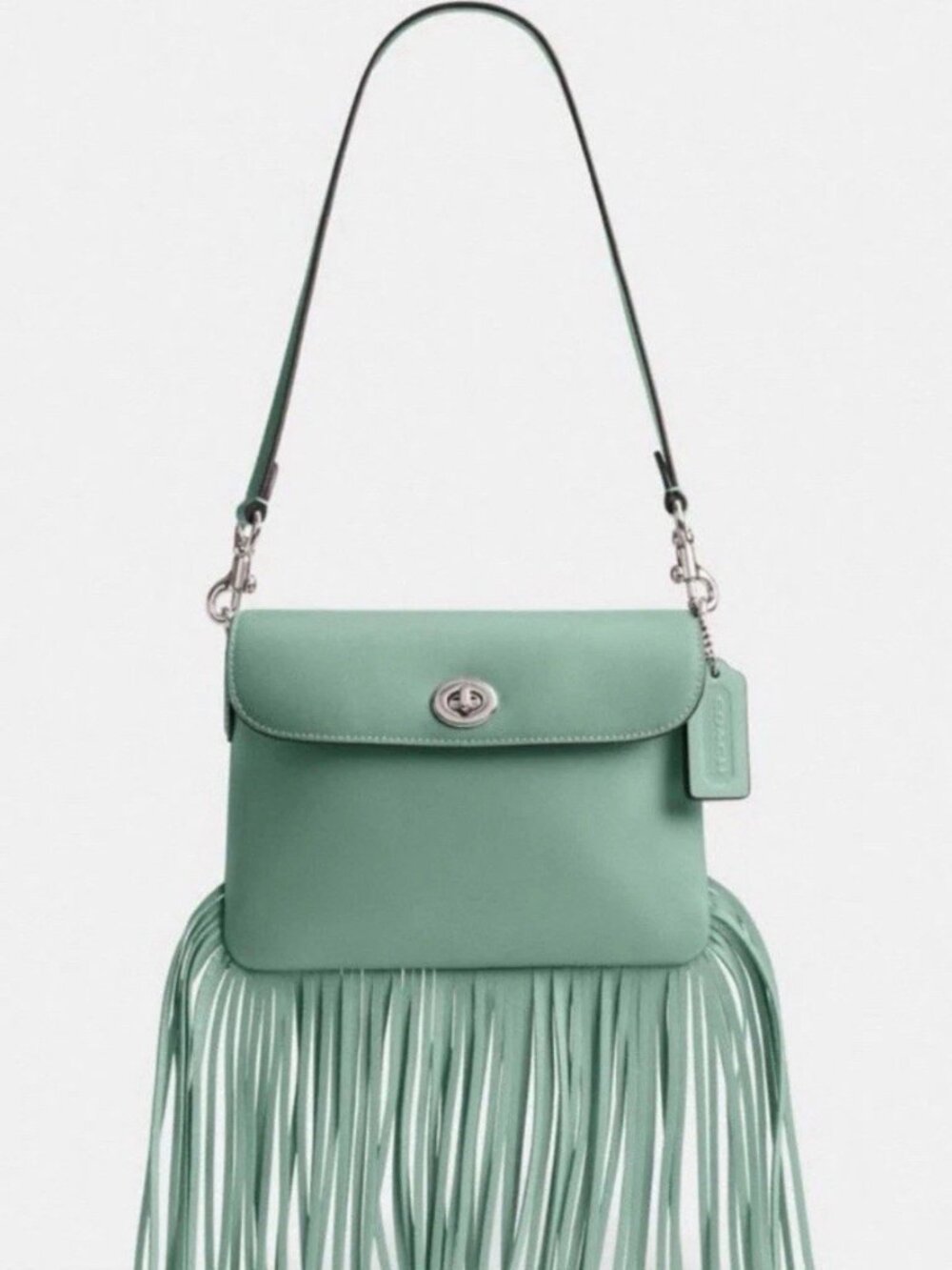 Coach 1964 Re-Issue Fringe Glovetanned Leather Crossbody Bag Teal/Aquamarine NWT